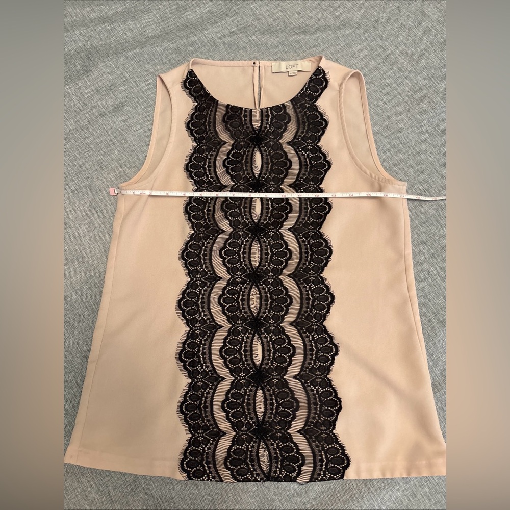 Ann Taylor Loft Light Pink And Black Lace, Tank Top Size Small Suiting Separates